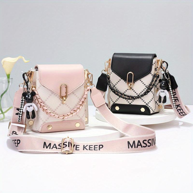 Chic Mini Plaid Crossbody Bag - Trendy Shoulder Bag for Women with Wide Strap