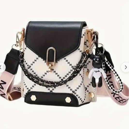 Chic Mini Plaid Crossbody Bag - Trendy Shoulder Bag for Women with Wide Strap