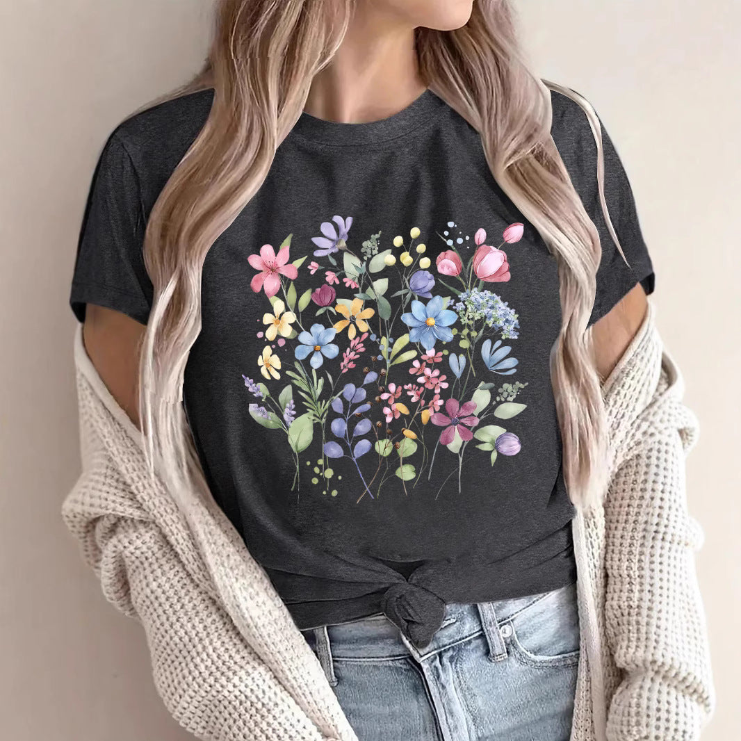 Floral printed short sleeved shirt