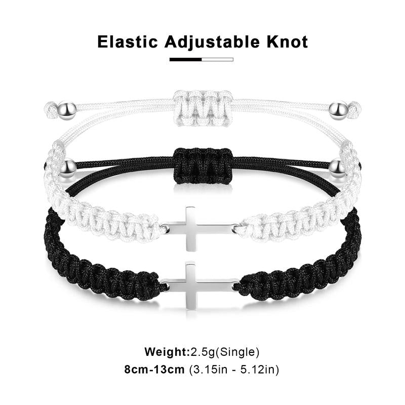 Adjustable Cross Friendship Bracelet – Braided Rope Christian Jesus Wristband, Matching Couple BFF Bracelets, Lucky Strand String for Women, Men, Boys & Girls, Easter Baptism Gift