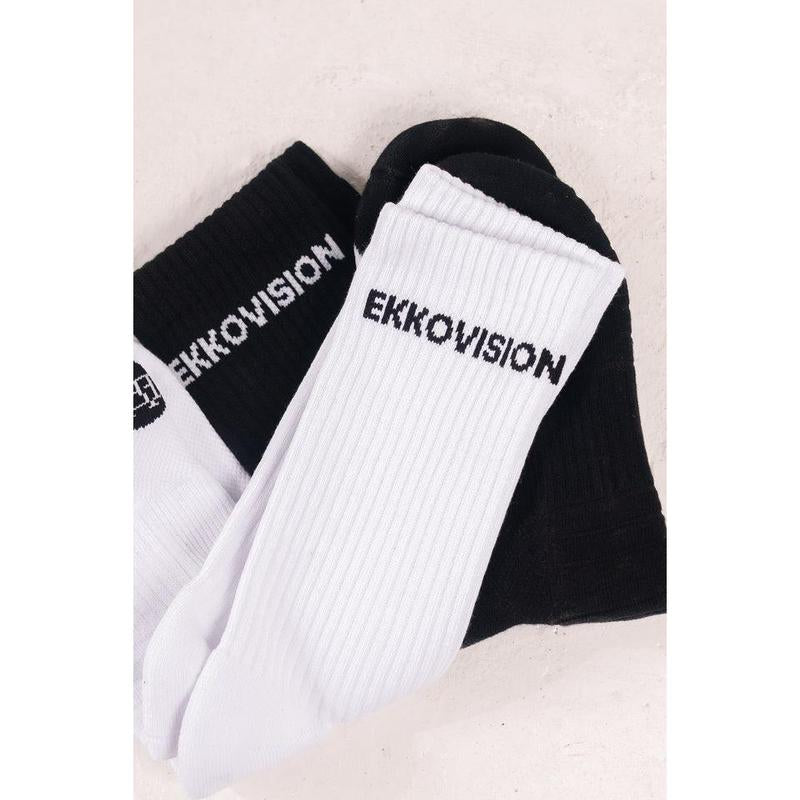 EKKO Unisex Black & White Cotton-Spandex Socks for Ultimate Comfort