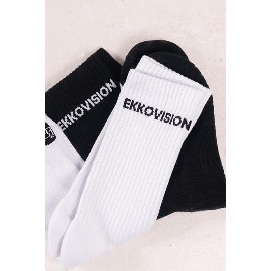 EKKO Unisex Black & White Cotton-Spandex Socks for Ultimate Comfort