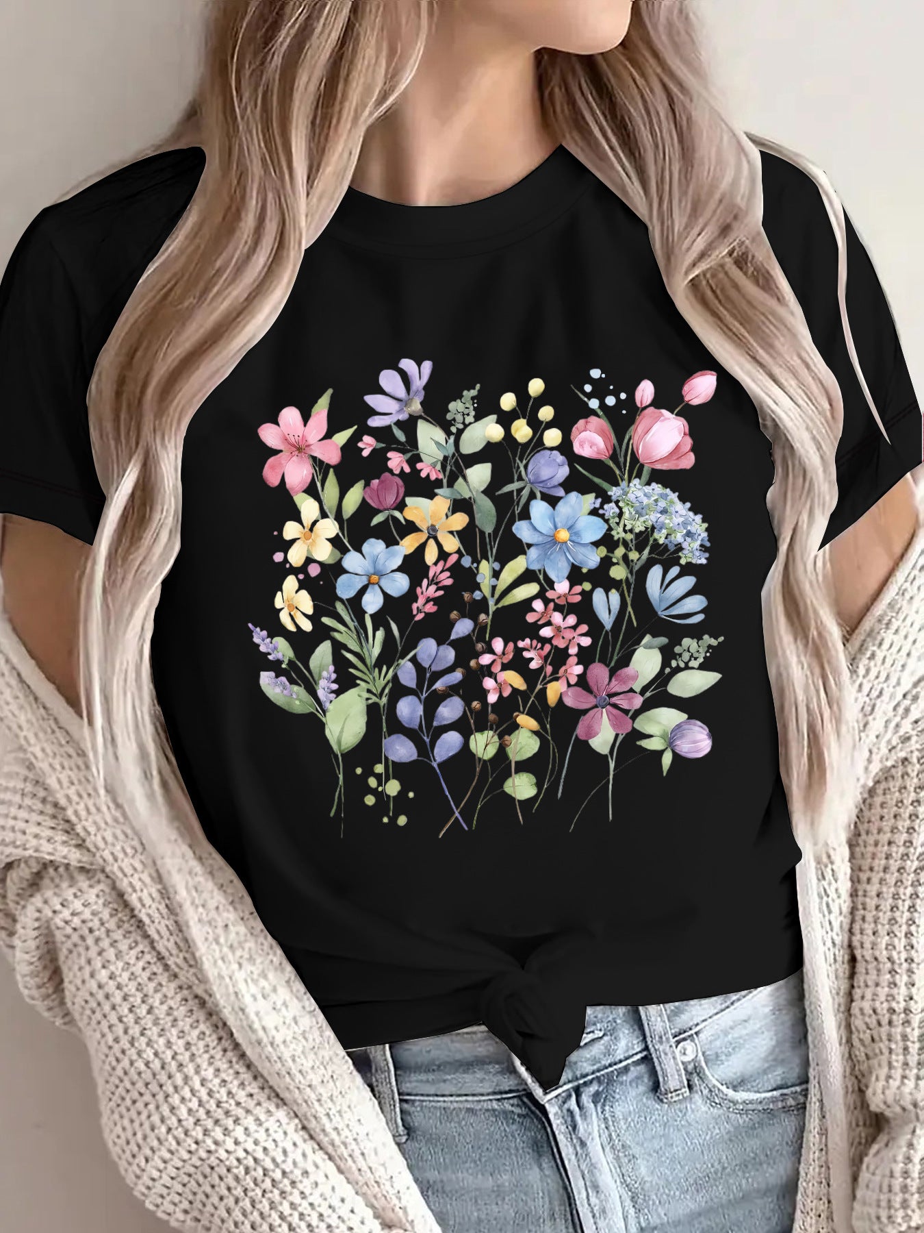 Floral printed short sleeved shirt