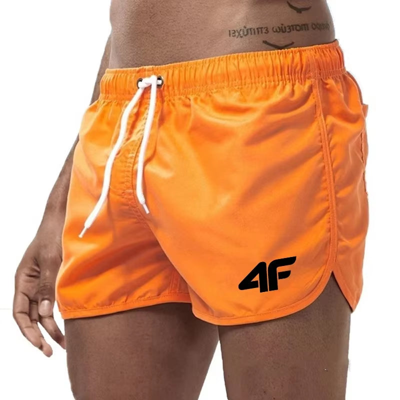 Men'S Shorts 2025 Beach Trunks Summer Swim Gym Pants Quick Drying Swimming Homme Surf Ventilate Drawstring Fashion Casual Daily