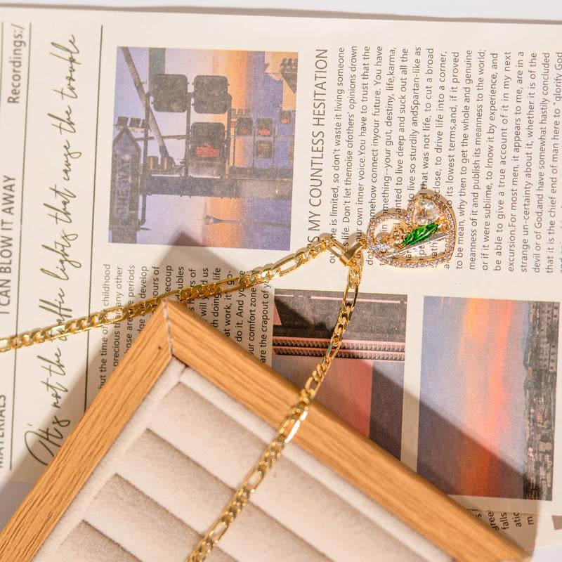 St. Jude 14K Gold Prayer Necklace with Green Zirconia Pendant - Unisex Copper Jewelry for Faith and Career Inspiration