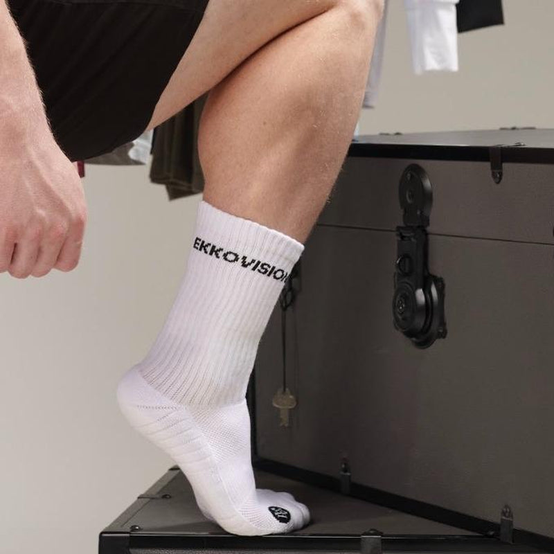 EKKO Unisex Black & White Cotton-Spandex Socks for Ultimate Comfort