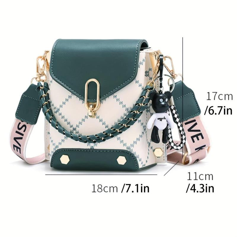 Chic Mini Plaid Crossbody Bag - Trendy Shoulder Bag for Women with Wide Strap