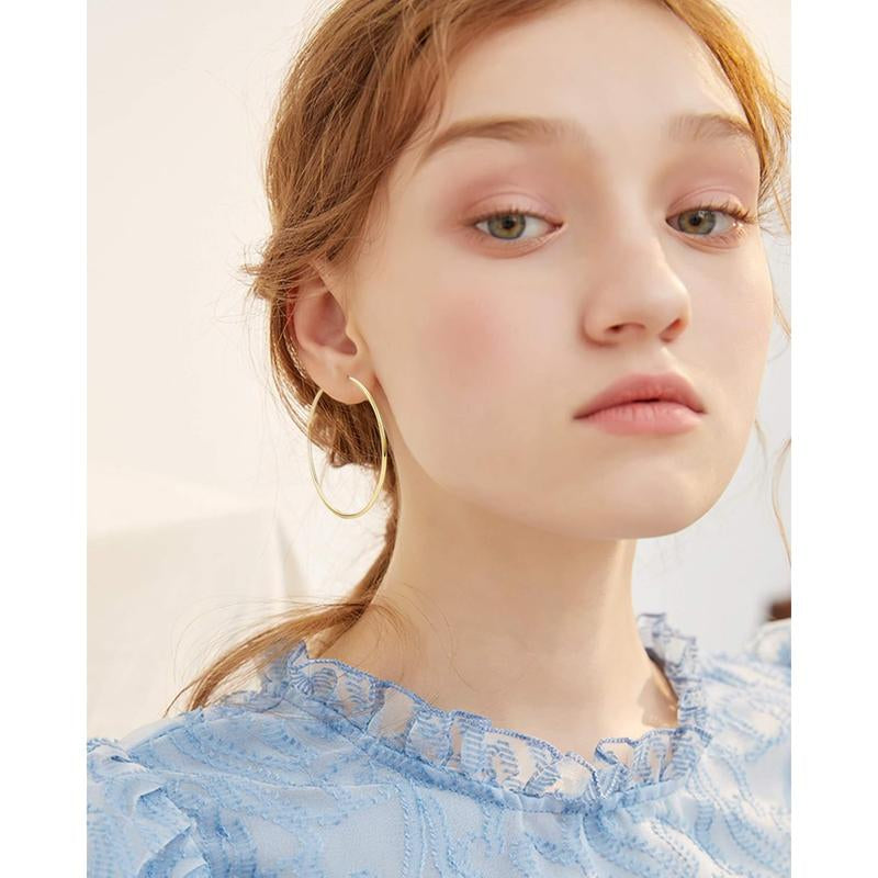 LOYALLOOK 4 Pairs Stainless Steel Clip on Hoop Earrings for Women Fake Hoop Earrings Spring Hoop Earrings for Non-Pierced Ears