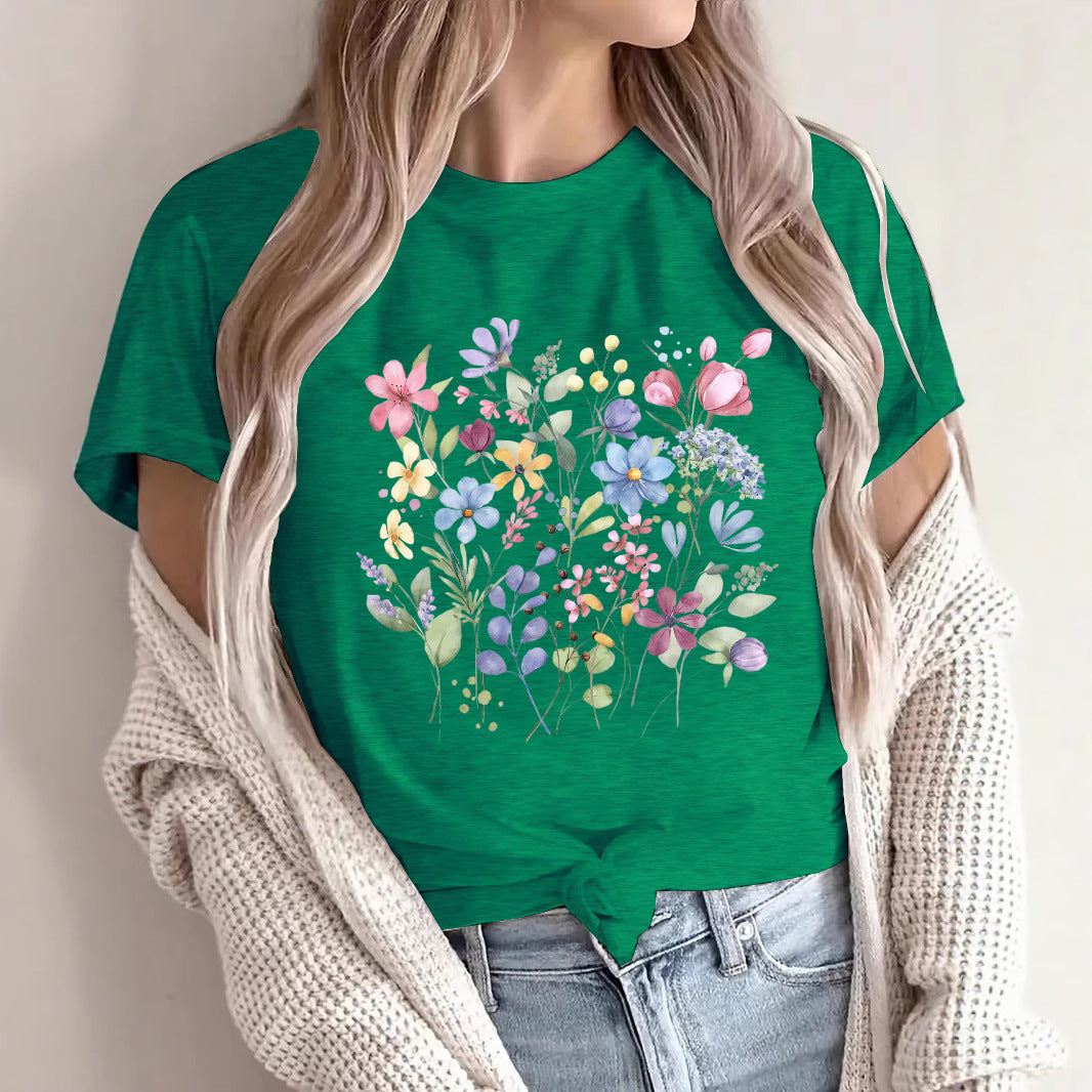 Floral printed short sleeved shirt