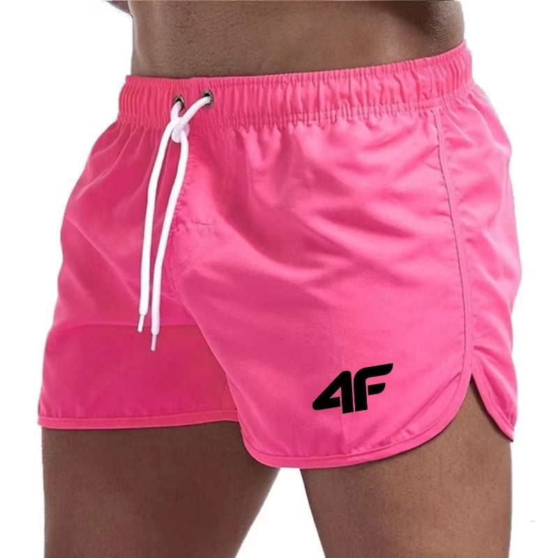 Men'S Shorts 2025 Beach Trunks Summer Swim Gym Pants Quick Drying Swimming Homme Surf Ventilate Drawstring Fashion Casual Daily