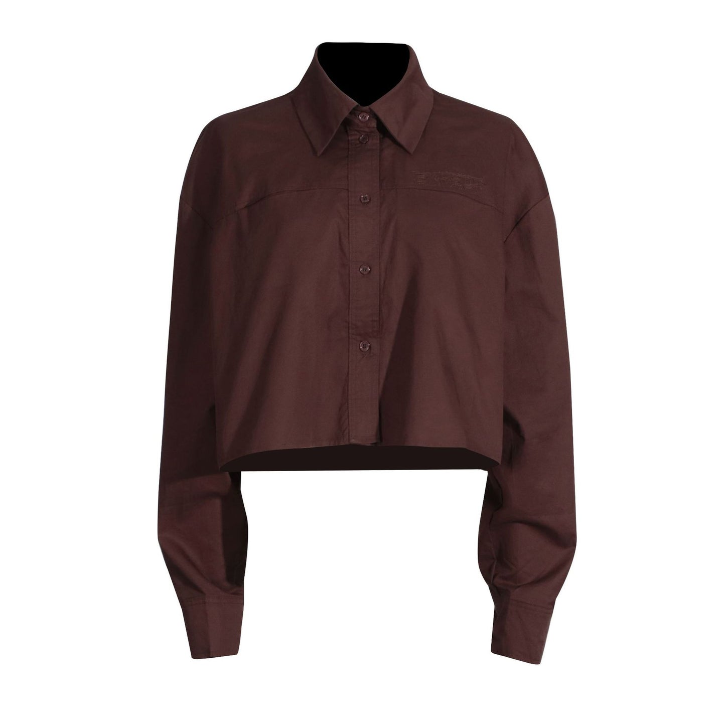 Minimalist style women's casual loose solid color long sleeved short shirt