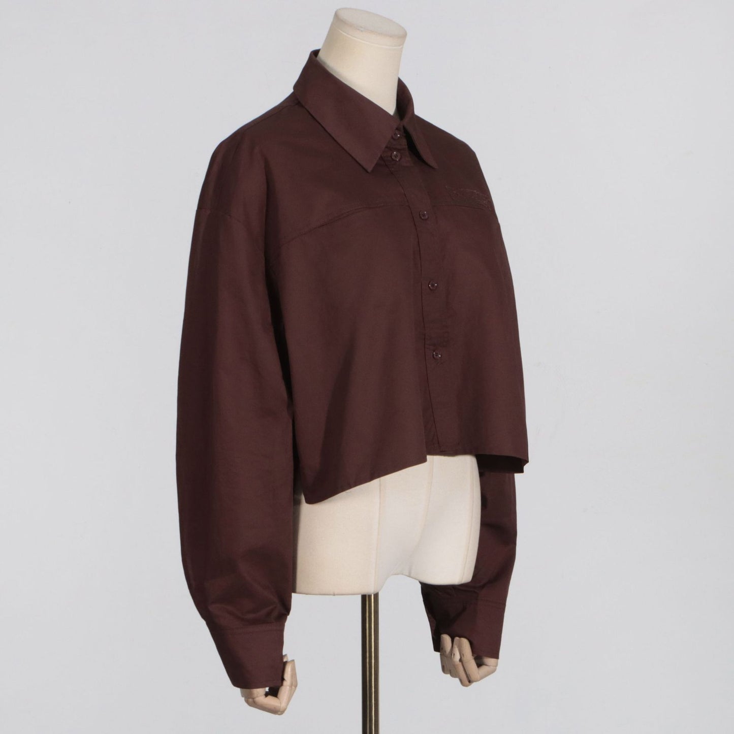 Minimalist style women's casual loose solid color long sleeved short shirt