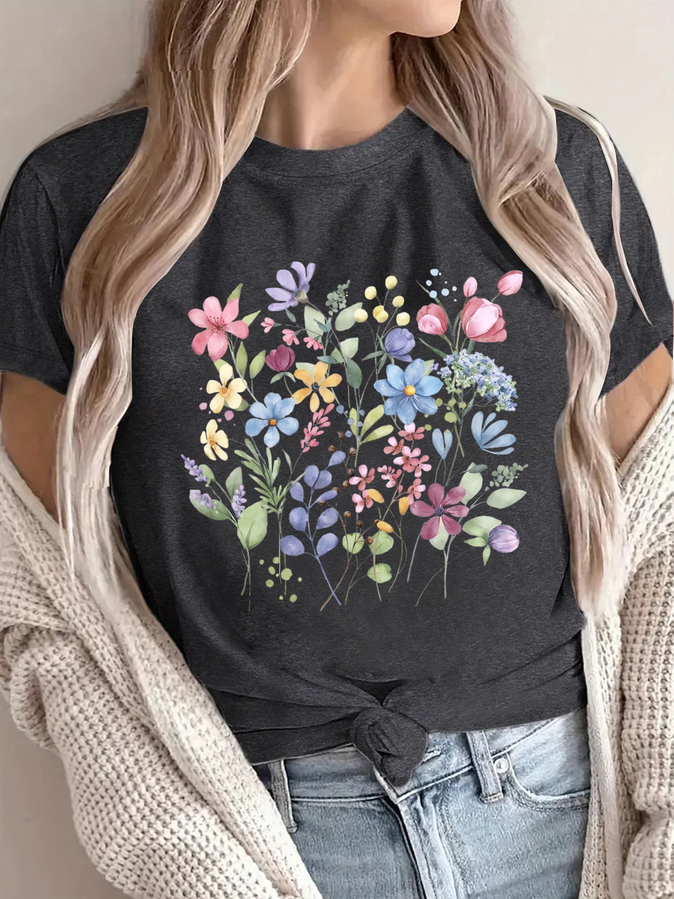 Floral printed short sleeved shirt