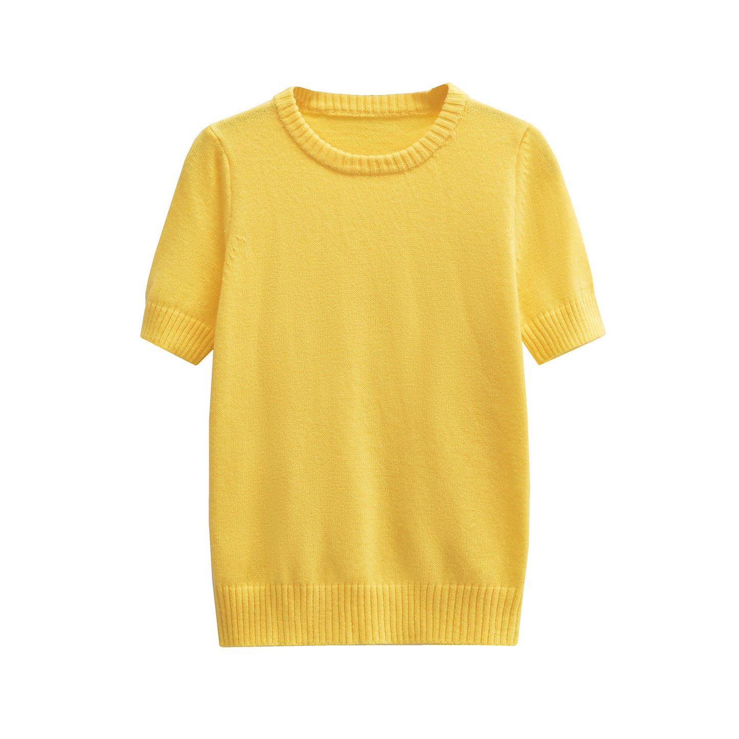 European and American style women's new French niche wool short sleeved round neck top