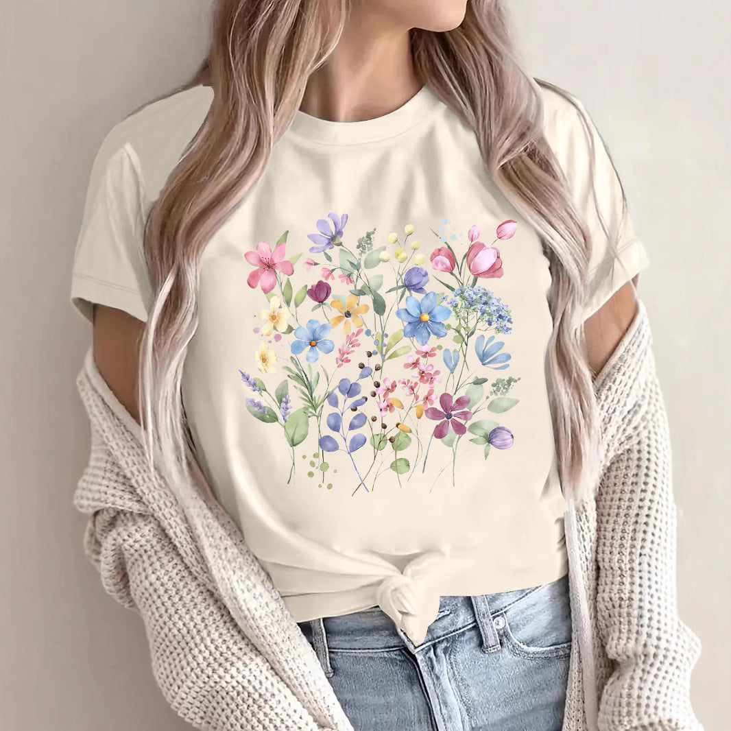 Floral printed short sleeved shirt