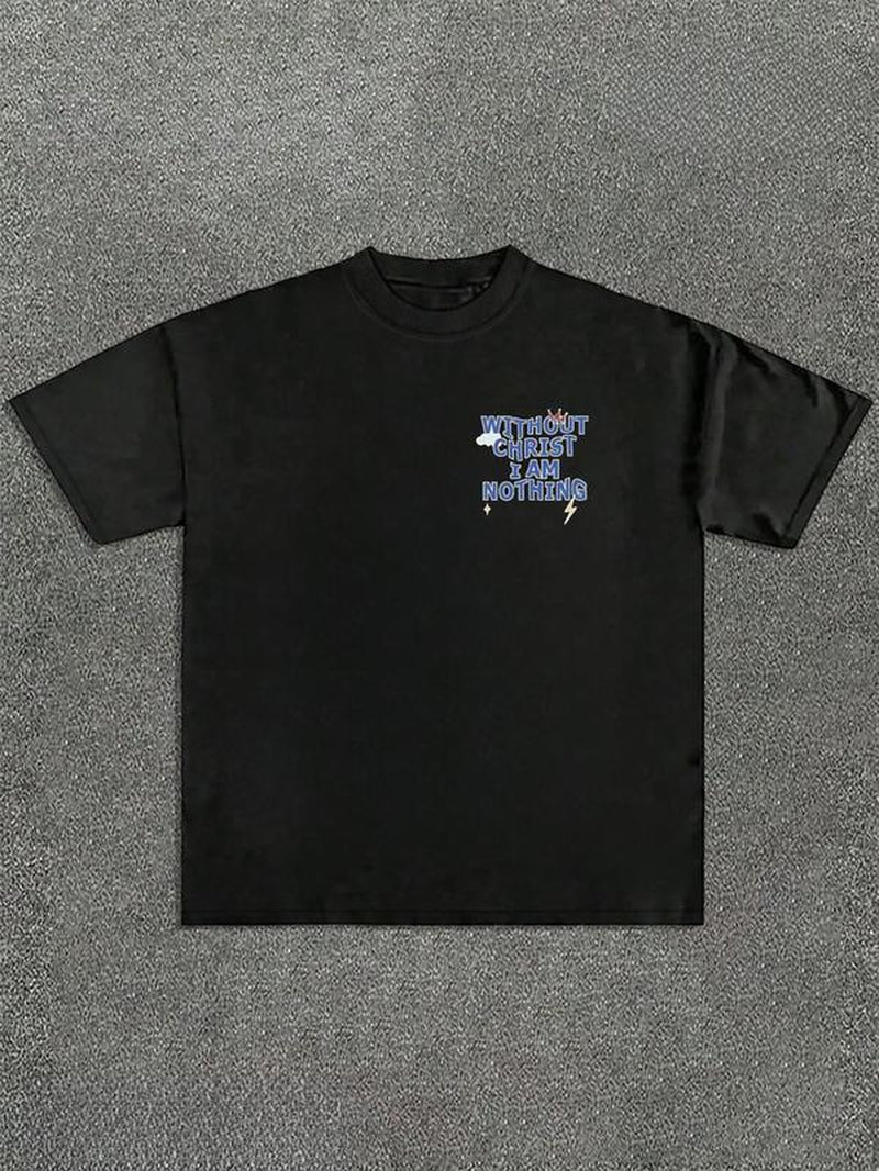 Men's Regular Fit "I Am Nothing" Graphic Tee - Casual Short Sleeve T-Shirt for All Seasons, Trendy Streetwear Essential