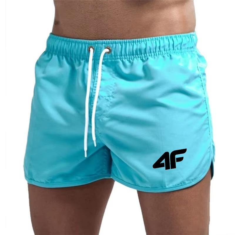 Men'S Shorts 2025 Beach Trunks Summer Swim Gym Pants Quick Drying Swimming Homme Surf Ventilate Drawstring Fashion Casual Daily