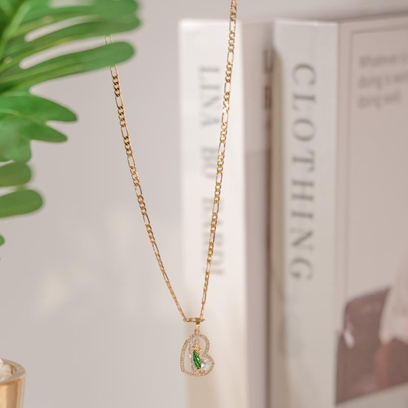 St. Jude 14K Gold Prayer Necklace with Green Zirconia Pendant - Unisex Copper Jewelry for Faith and Career Inspiration