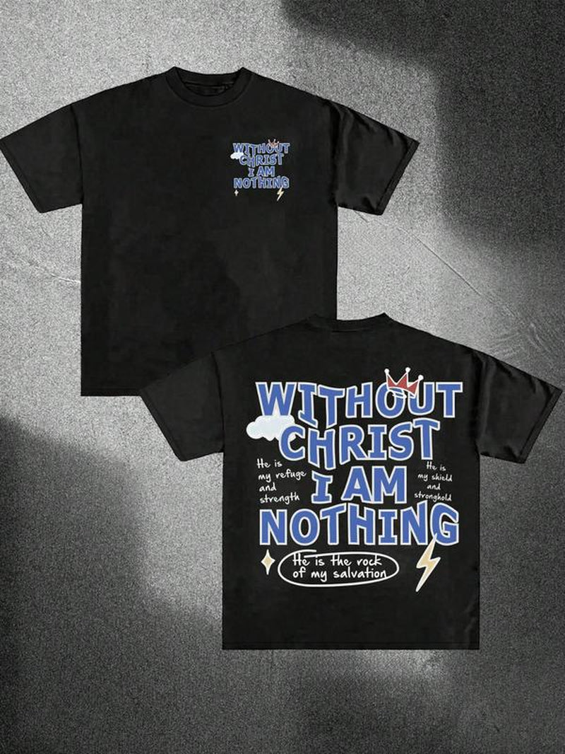 Men's Regular Fit "I Am Nothing" Graphic Tee - Casual Short Sleeve T-Shirt for All Seasons, Trendy Streetwear Essential