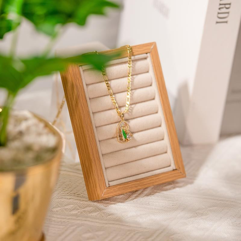 St. Jude 14K Gold Prayer Necklace with Green Zirconia Pendant - Unisex Copper Jewelry for Faith and Career Inspiration
