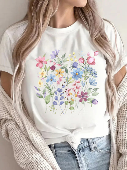 Floral printed short sleeved shirt