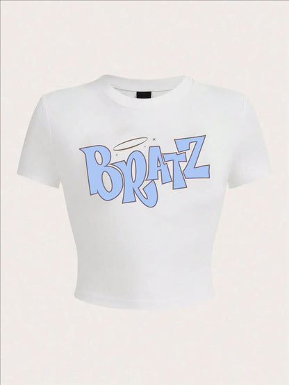 Fashionable summer short letter printed spicy girl casual and comfortable slim fit short sleeved T-shirt top