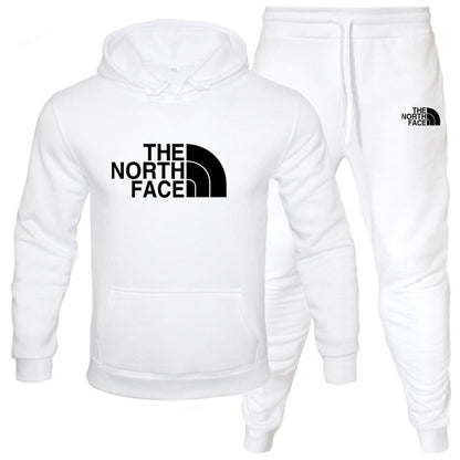 Men's pullover with fleece hoodie sweatshirt set printed casual sports set