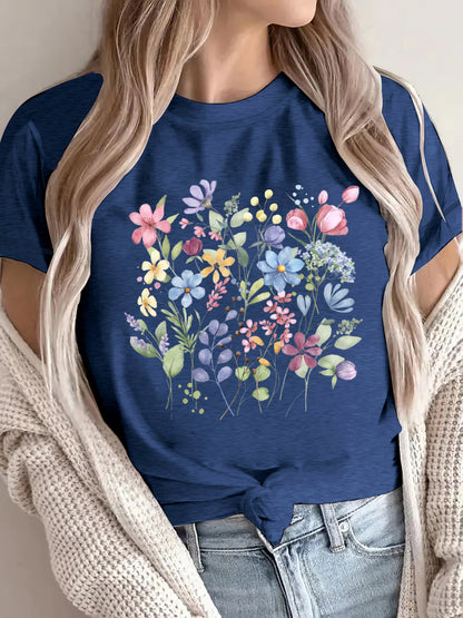 Floral printed short sleeved shirt