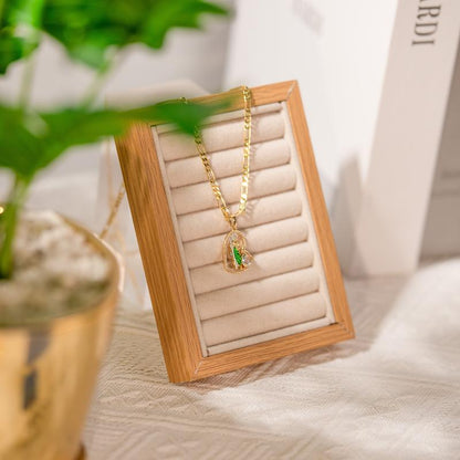 St. Jude 14K Gold Prayer Necklace with Green Zirconia Pendant - Unisex Copper Jewelry for Faith and Career Inspiration